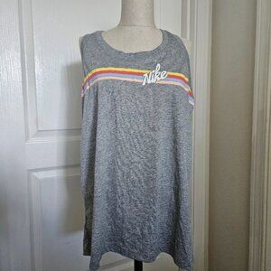 Nike Gray Tank Top with Rainbow Stripes Large